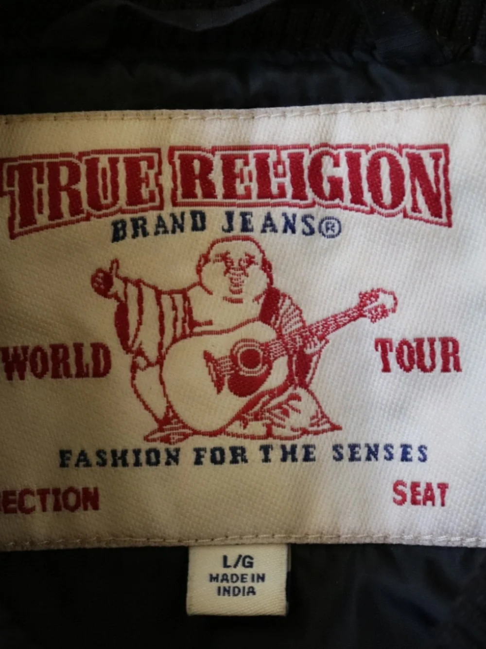 True Religion Men's Size L Black Long Sleeve Full-Zip Quilted Bomber Jacket
